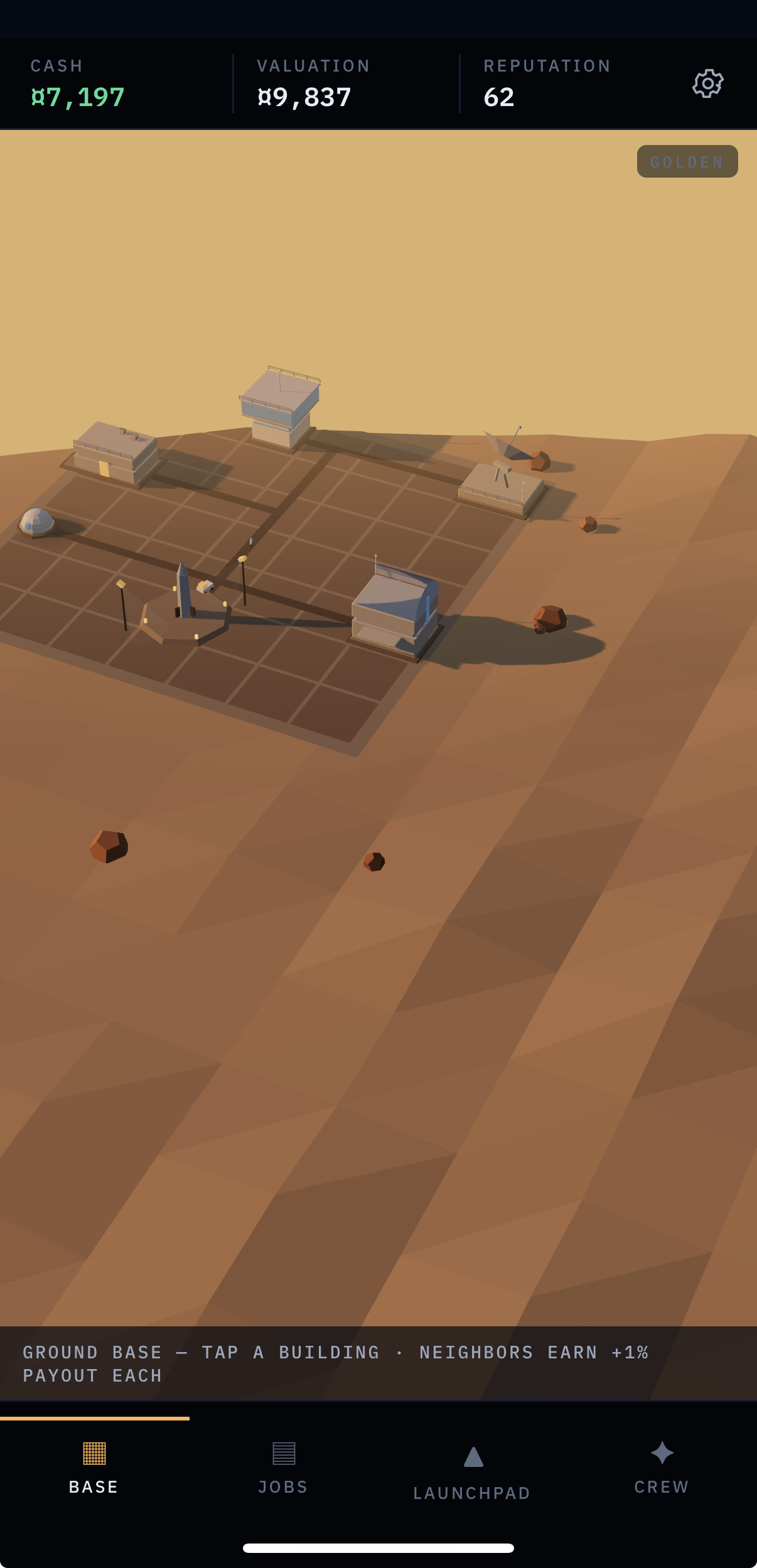The home base in Space Debris Tycoon.