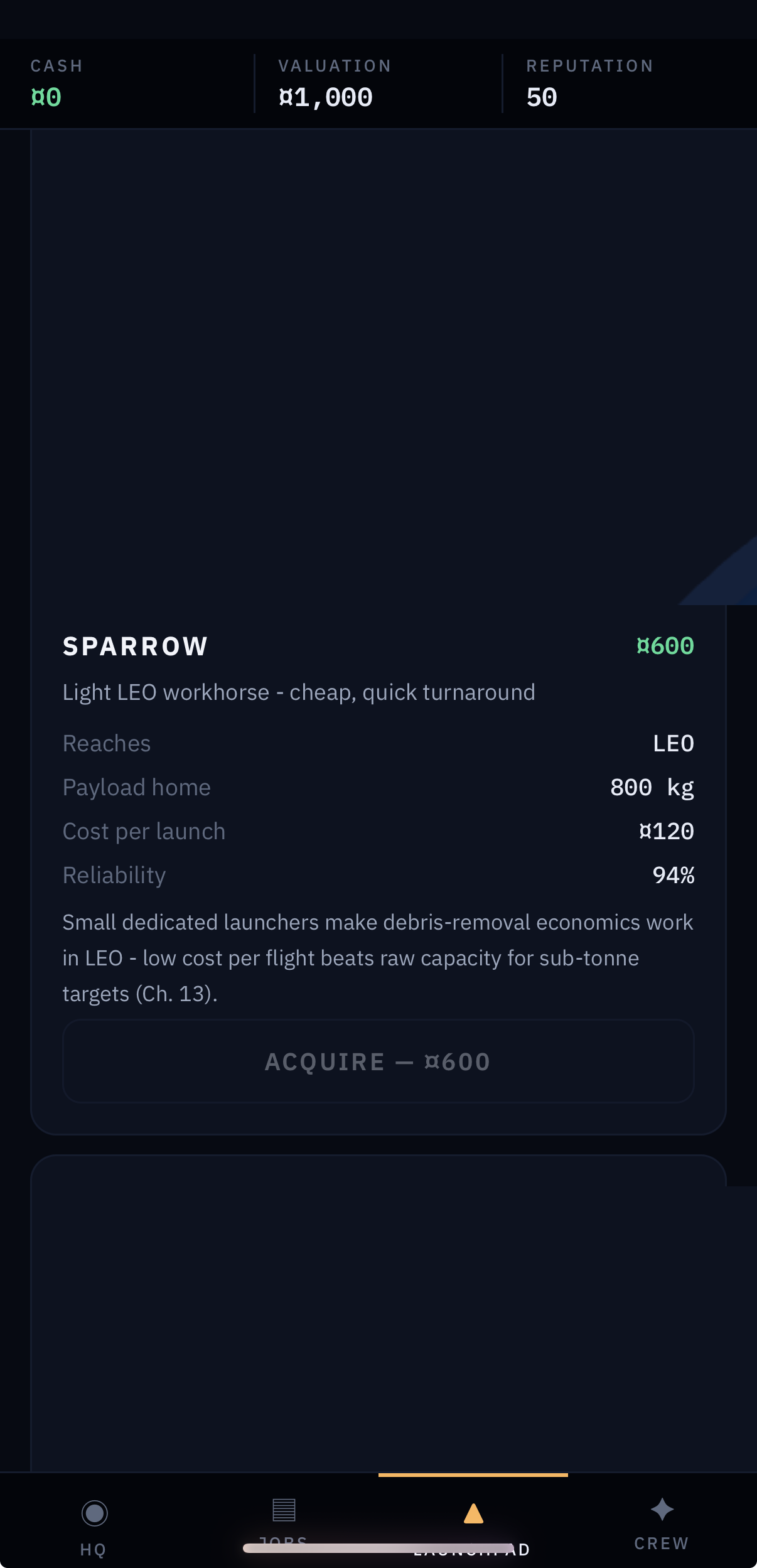 The launchpad and its upgrades.