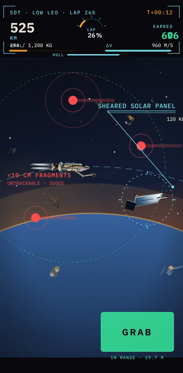 An orbit mission grabbing debris.